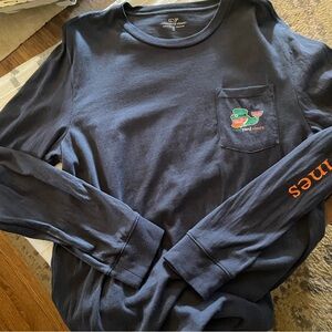 Boys XL-18 Vineyard Vines Navy Blue Long Sleeve St. Patrick's Day Whale T Shirt